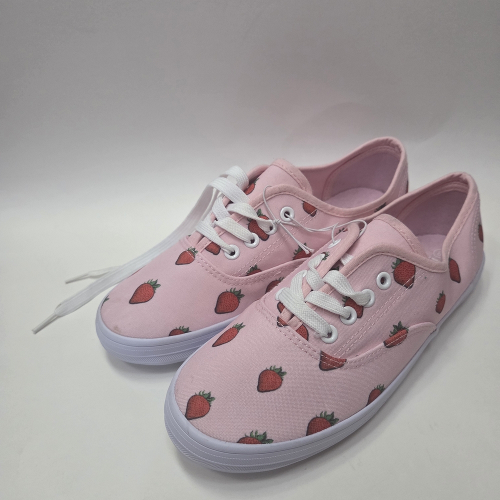 Hot Topic Pink Sneakers with Strawberry Design